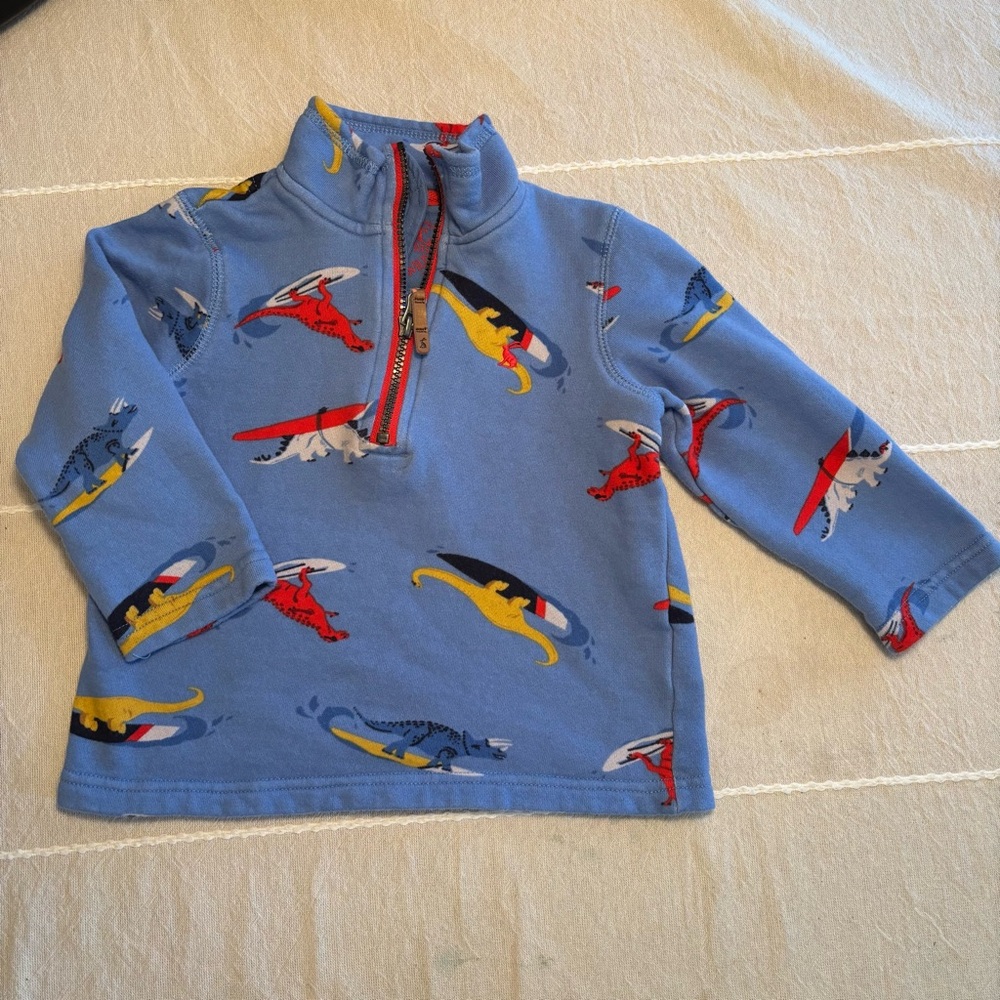 Joules Blue Dino 3/4 Zip Pullover